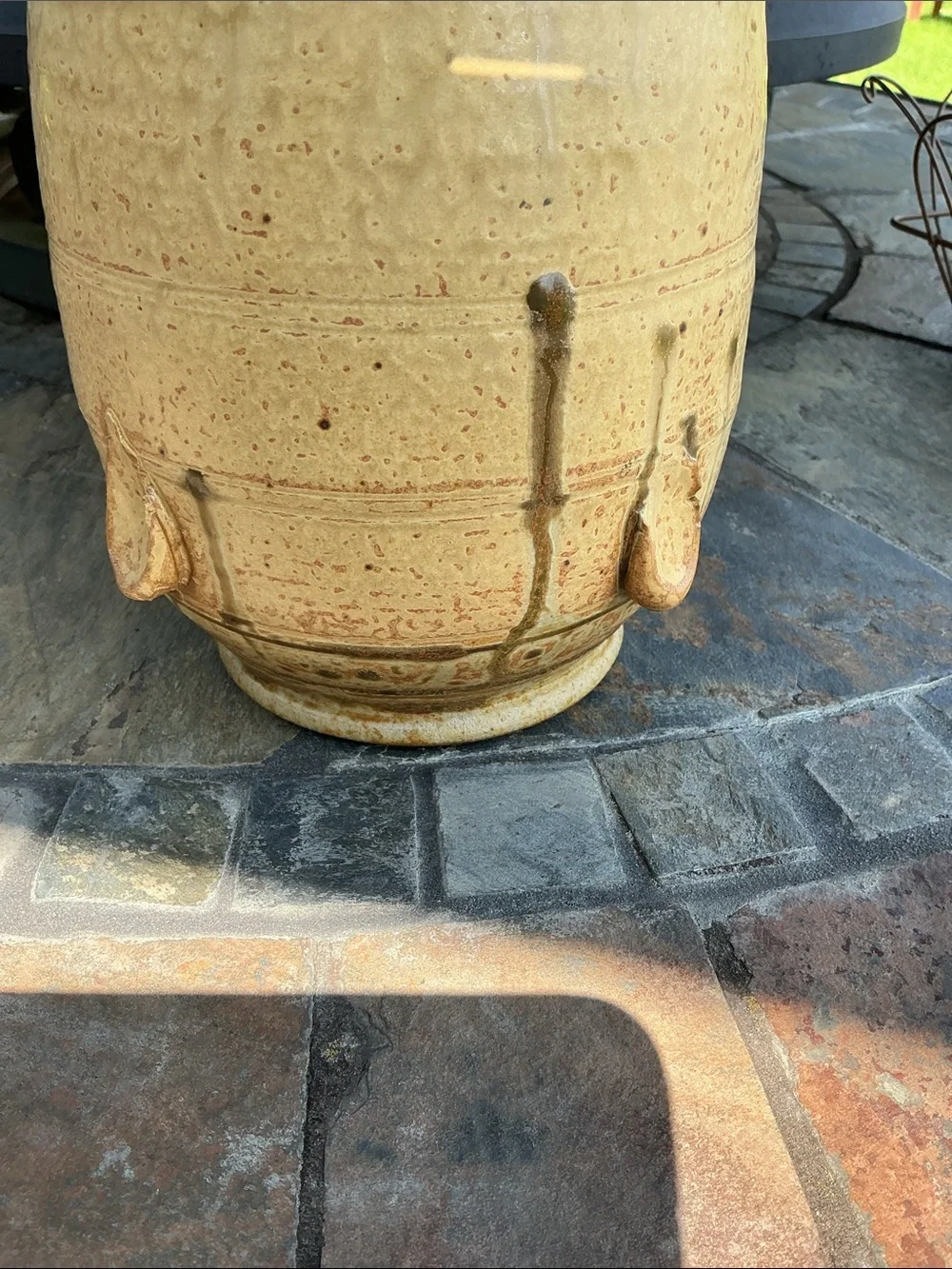 Handcrafted Pottery Vase - Cream Drip Glaze in good condition